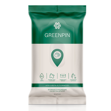 Влажные очищающие салфетки для рук GREENPIN