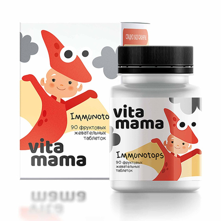 Фруктовые жевательные таблетки с витаминами A, C и D Vitamama Immunotops